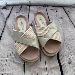 TOMS Paloma Leather And Rope Crossover slide sandals